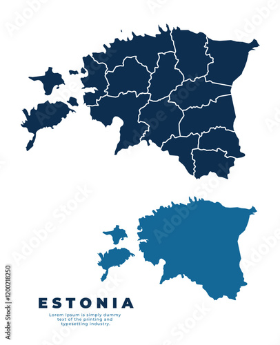 Estonia political map and simple flat vector illustration