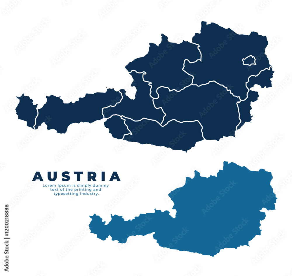 Fototapeta premium Austria political map and simple flat vector illustration