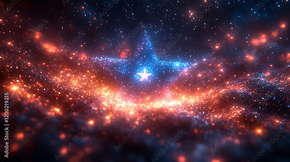 Fototapeta premium Star in Space Illuminated by Surrounding Lights