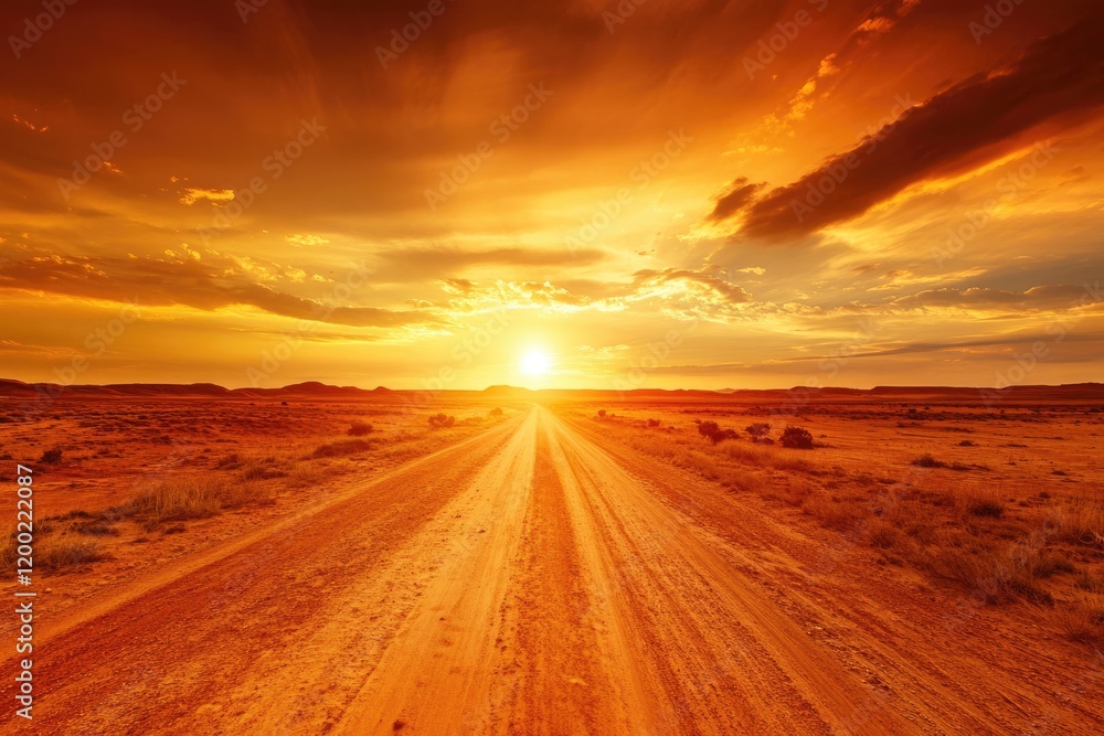 Fototapeta premium Sunset Adventure: Exploring the Iconic Outback with a 4x4 on Red Sandy Trails