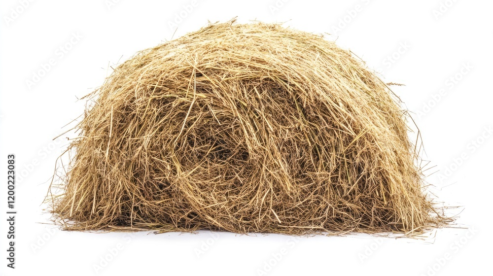 Dry Grass Mound. Isolated Hay Pile Against a Clean White Backdrop for Agricultural Themes Dry Grass Mound. Isolated Hay Pile Against a Clean White Backdrop for Agricultural Themes