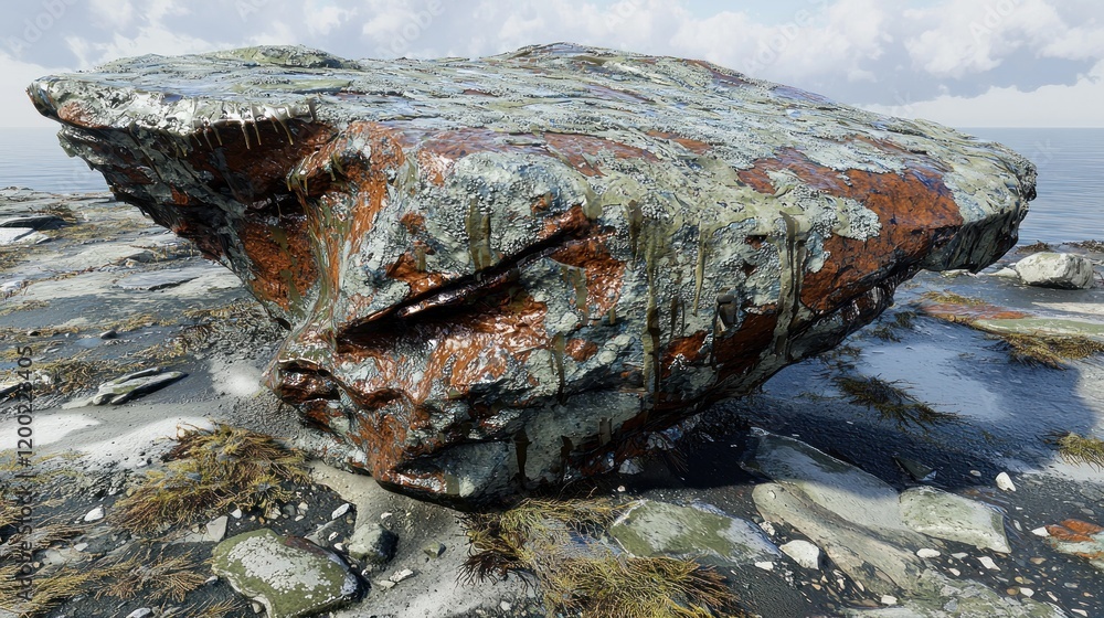 Coastal rock, slime, ocean, texture, game asset Coastal rock, slime, ocean, texture, game asset