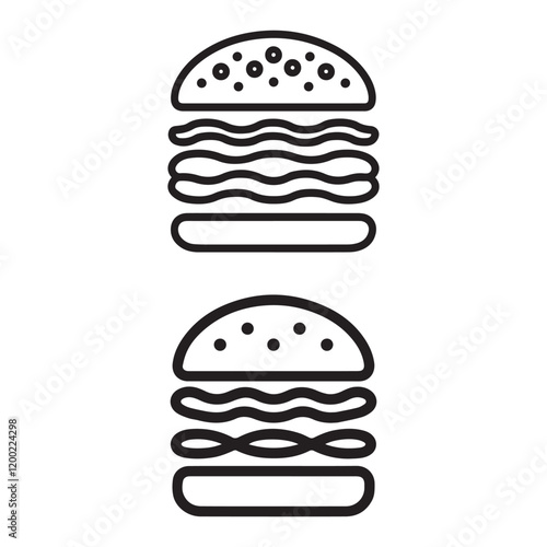 Burger icon set, Cheese Burger. Vector Illustration.