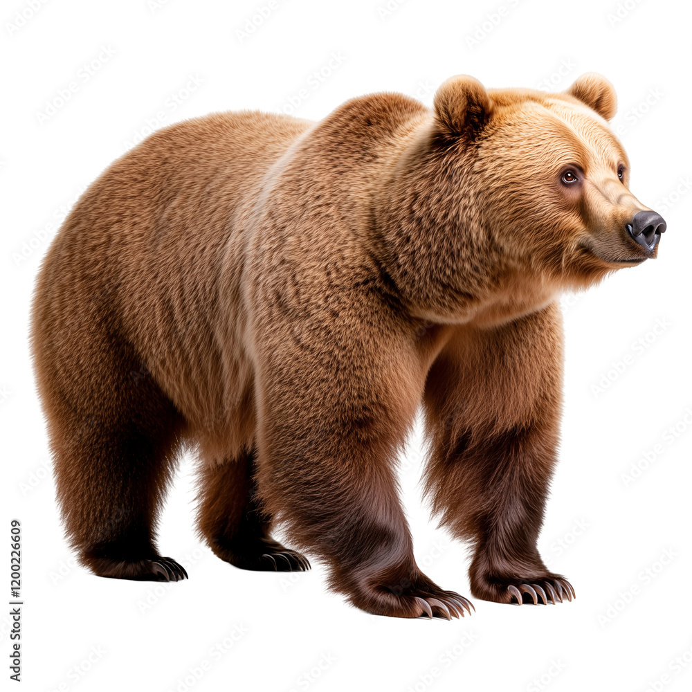 Fototapeta premium whole standing brown bear isolated on a transparent background