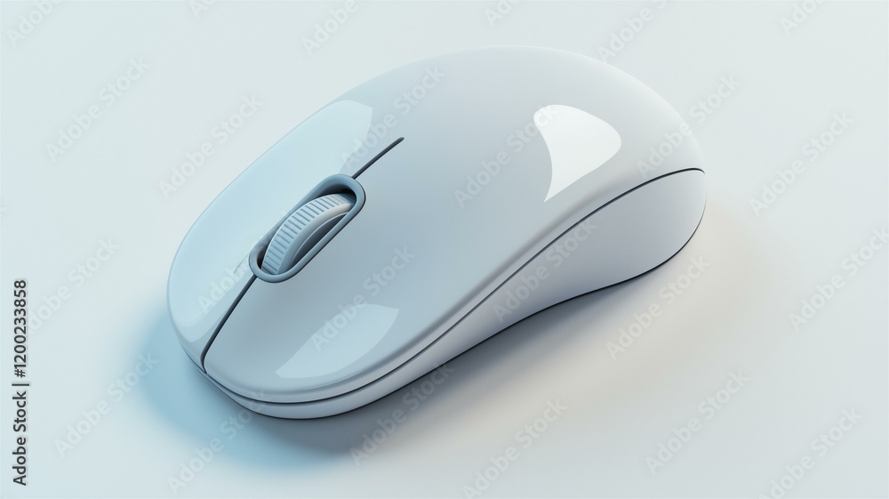 Photorealistic image of a wireless computer mouse with ergonomic design isolated on a white background
Photorealistic image of a wireless computer mouse with ergonomic design isolated on a white background