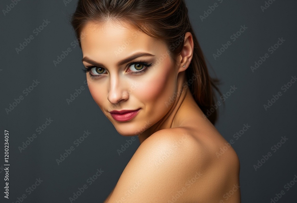 Portrait of a strong and confident woman with a determined expression and a slight smile Portrait of a strong and confident woman with a determined expression and a slight smile
