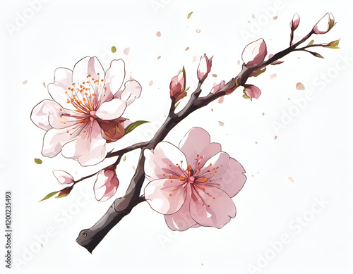 Blossoming Cherry Branch