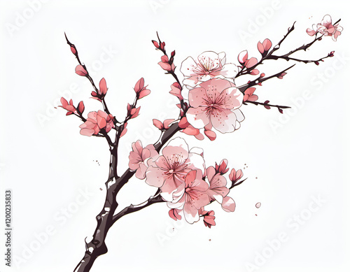 Blossoming Cherry Branch