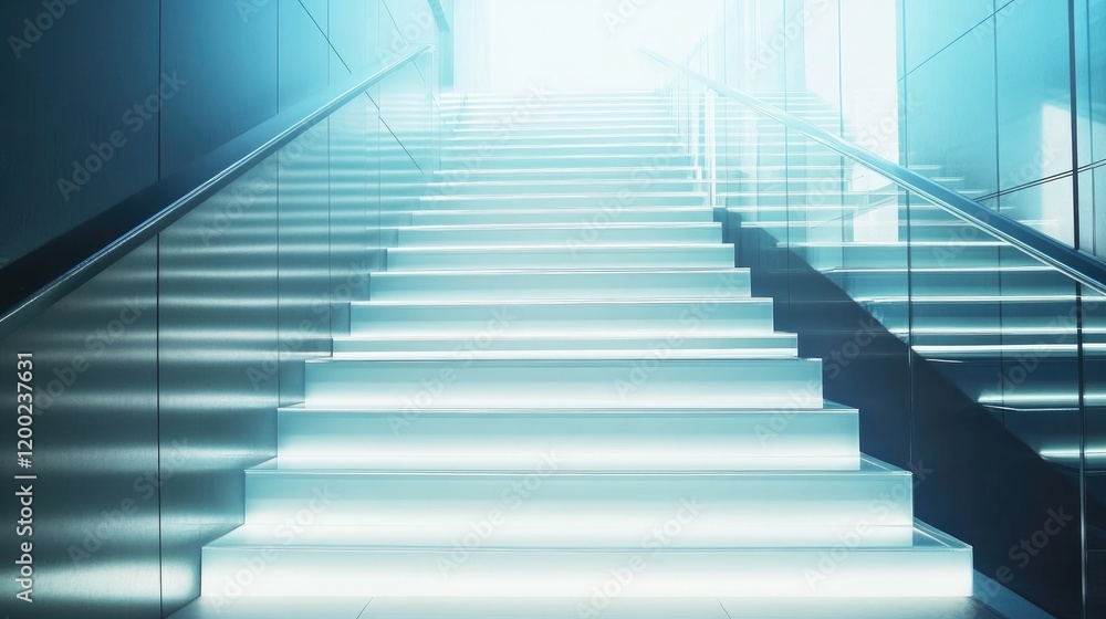 Illuminated Staircase: Modern Architecture and Aspiration