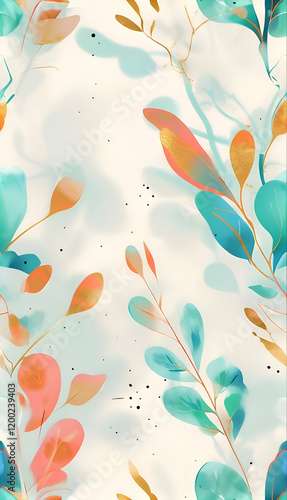 Elegant leaf design in a repeating pattern, perfect for textiles and wallpaper 