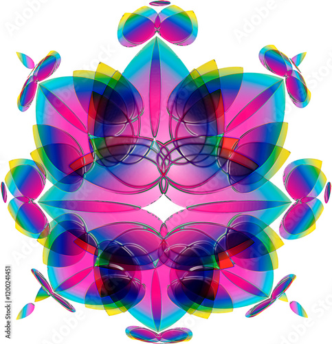 Abstract background with a lotus flower in the style of stained glass