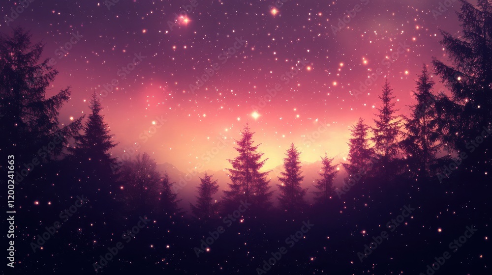 Fototapeta premium Magical twilight in a pine forest.