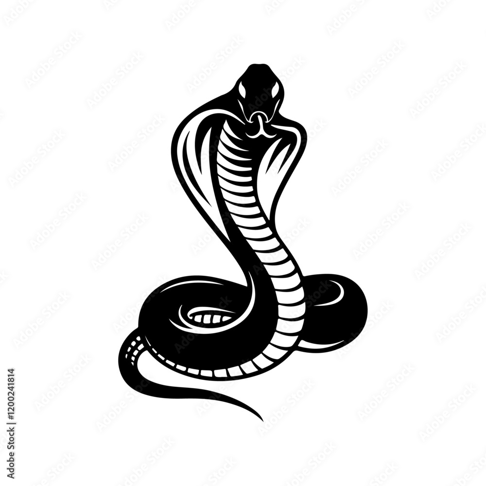 Fototapeta premium Striking Cobra Silhouette in Black with Hood Spread