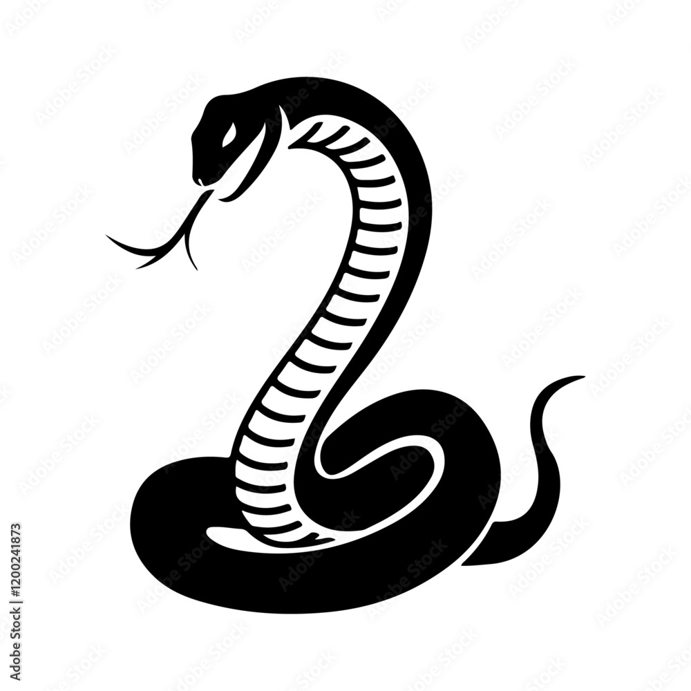 Fototapeta premium Striking Cobra Silhouette in Black with Hood Spread