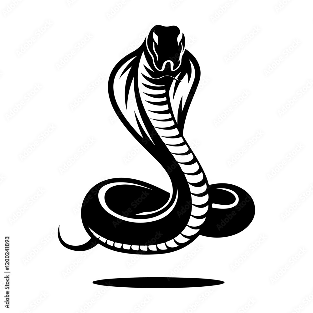Striking Cobra Silhouette in Black with Hood Spread Striking Cobra Silhouette in Black with Hood Spread