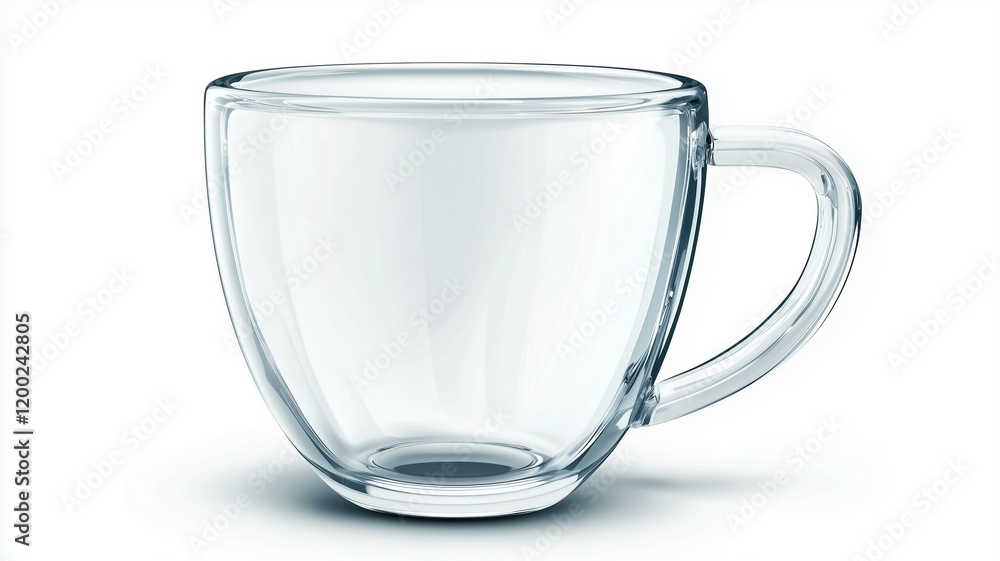 Photorealistic image of a simple transparent glass cup, isolated on a white background
Photorealistic image of a simple transparent glass cup, isolated on a white background
