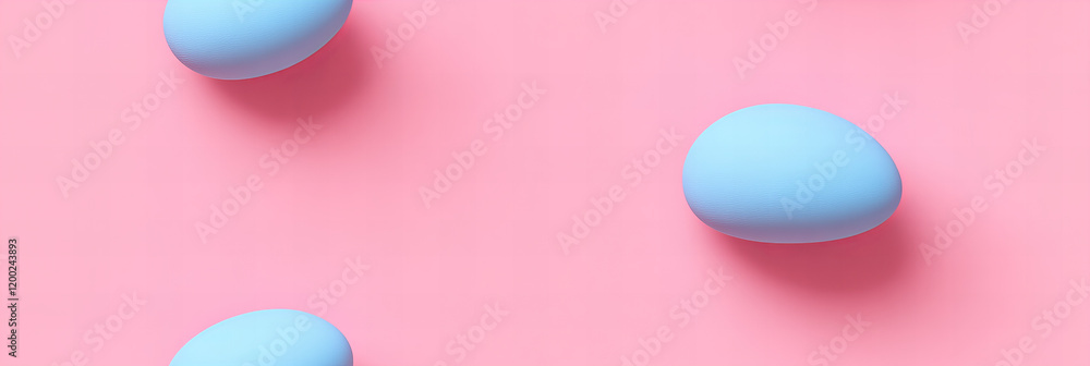 Colorful blue eggs arranged on a soft pink background for a playful spring decoration Colorful blue eggs arranged on a soft pink background for a playful spring decoration