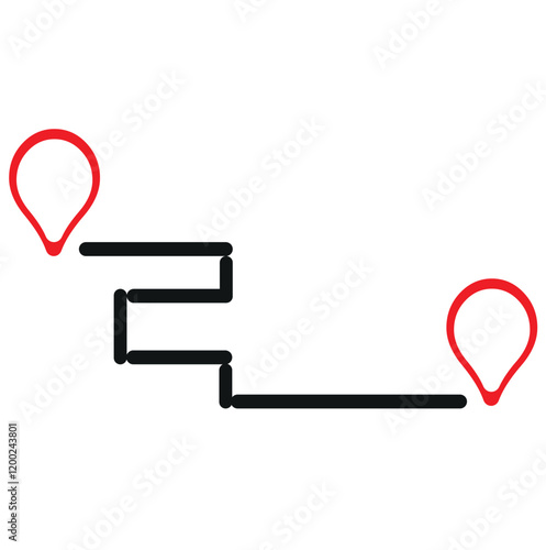  we moved minimal icon with pin. concept of interest land mark like ecommerce delivery or transfer. flat stroke trendy locator logotype graphic art simple design illustration element isolated on white