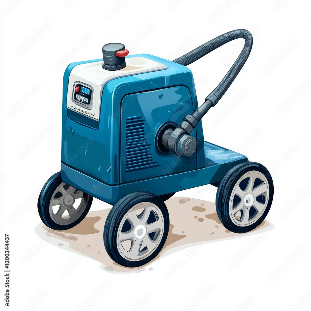 Fototapeta premium Portable blue pressure washer on wheels.