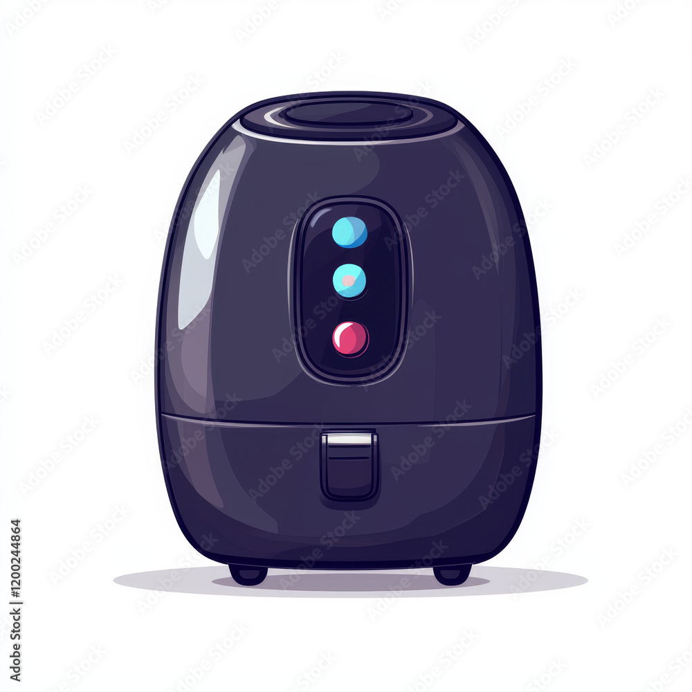 Sleek black air fryer with digital display. Sleek black air fryer with digital display.