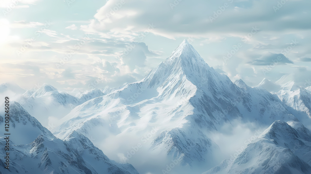 Obraz premium Snowy mountain peaks. Majestic Mountain Peaks. Illustration
