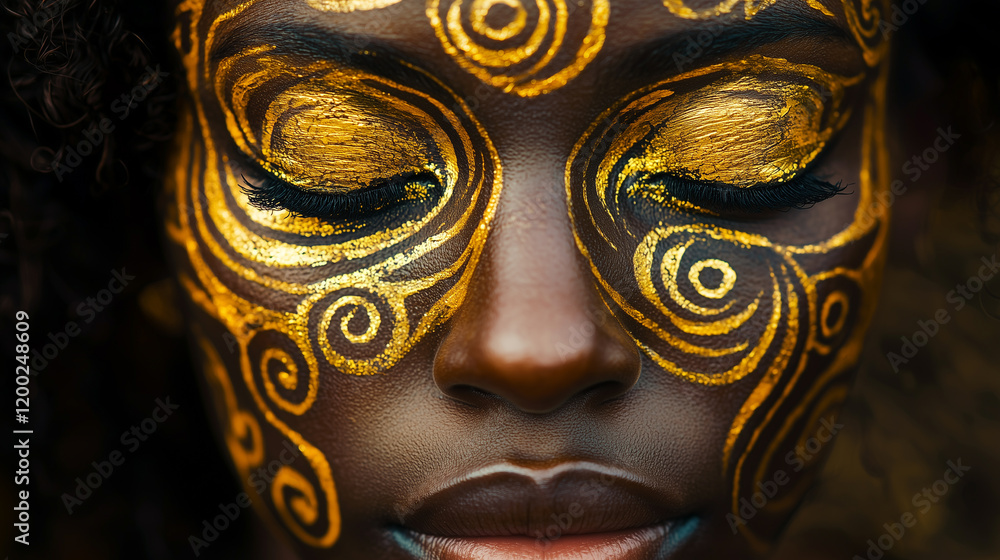 Fototapeta premium Radiant Portrait of Elegance: Intricate Face Paint Art