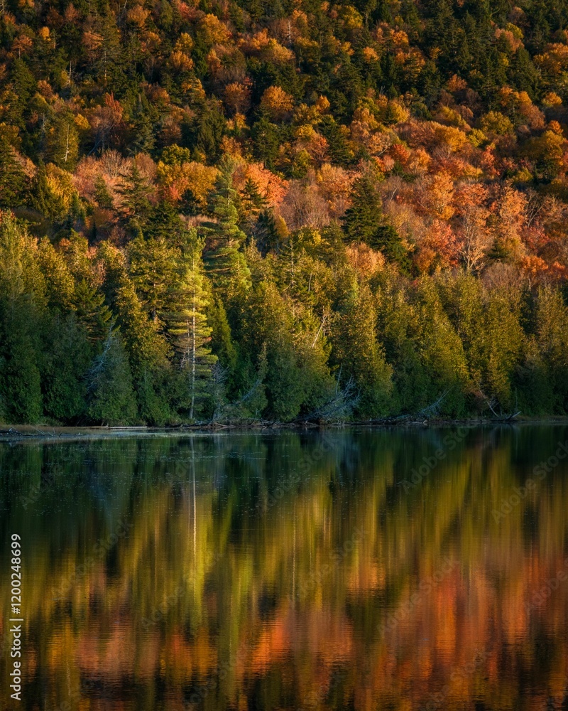 Autumn colors reflecting in Owen Pond in the Adirondack Mountains, New York Autumn colors reflecting in Owen Pond in the Adirondack Mountains, New York