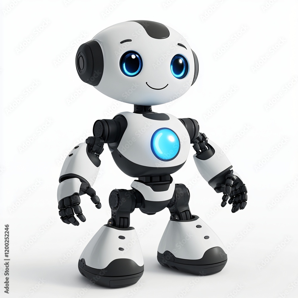 Adorable Friendly Cartoon Robot Futuristic AI Technology Cute Childrens Toy Digital Character Adorable Friendly Cartoon Robot Futuristic AI Technology Cute Childrens Toy Digital Character