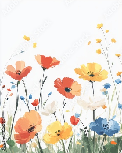 Wallpaper Mural Minimalist illustration of a colorful field of flowers Torontodigital.ca