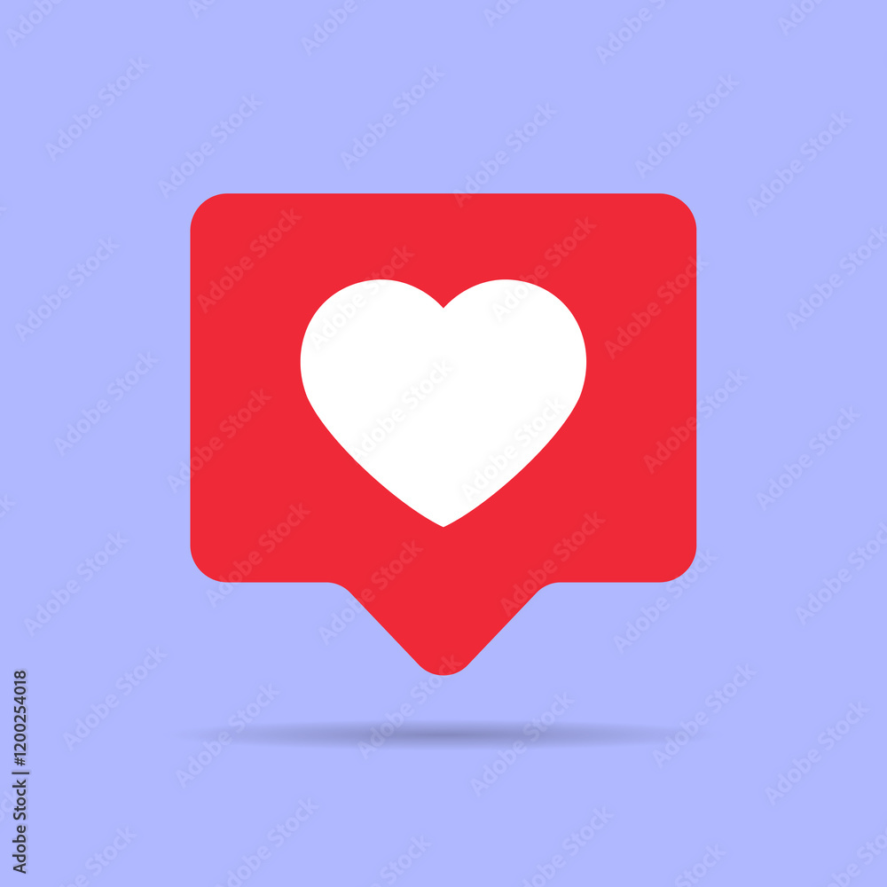 Red Speech Bubble with Heart Icon Red Speech Bubble with Heart Icon
