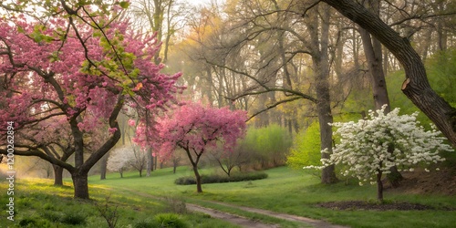 Fototapeta Naklejka Na Ścianę i Meble -  Blooming Cherry Tree Sakura Background