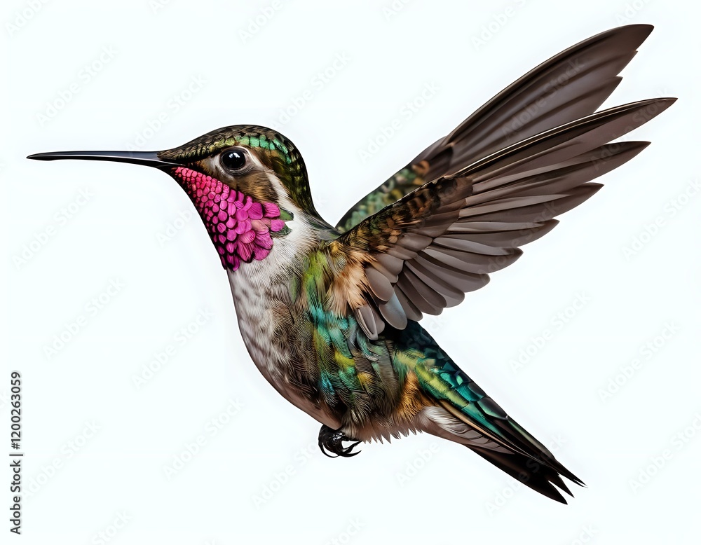 Obraz premium Vibrant Hummingbird in Flight: A Detailed Artistic Rendering