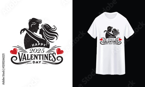 A unique Valentine’s Day T-shirt and poster design featuring a heart surrounded by delicate roses, soft pastel colors, and a 