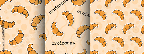 cute baking pattern. Seamless croissant pattern. A background for a bakery. bakery. sweets. Croissant sandwich. seamless. Puff pastry. 