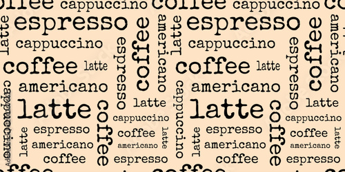 Seamless pattern with a cup of coffee. An invigorating aromatic drink. Wallpaper for a coffee shop. Doodle Pattern Style. seamless. hot chocolate. The inscription coffee. cappuccino. American. espress