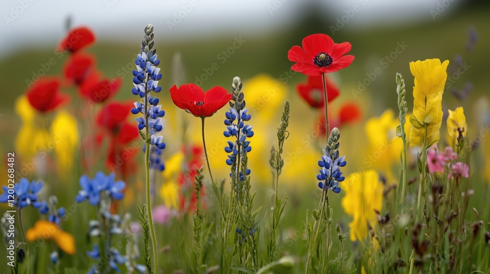 Vibrant Red Poppies Blooming in a Serene Summer Meadow Vibrant Red Poppies Blooming in a Serene Summer Meadow