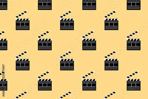 Pattern with cartoons Clapperboards. Vector illustration.