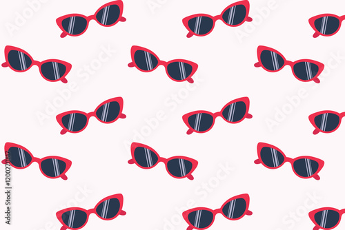 Seamless pattern of red sunglasses.