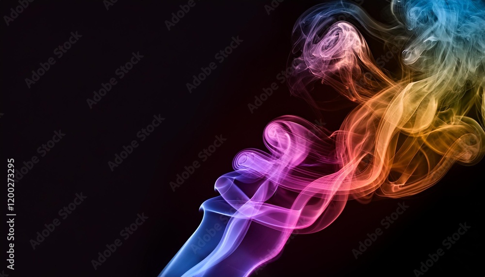 inexperienced colored smoke on a black background