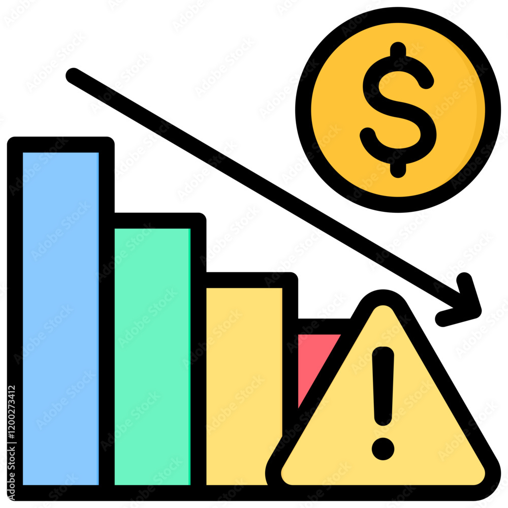 Financial Risk Outline Color Icon Financial Risk Outline Color Icon