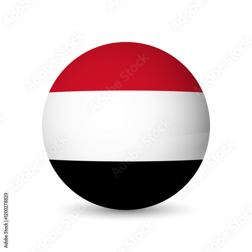 Free Download Yemen flag - 3D sphere in colours of flag representing a country cultural identity and heritage. The essence of national pride and unity. Vector object on white background. - GFXLoad