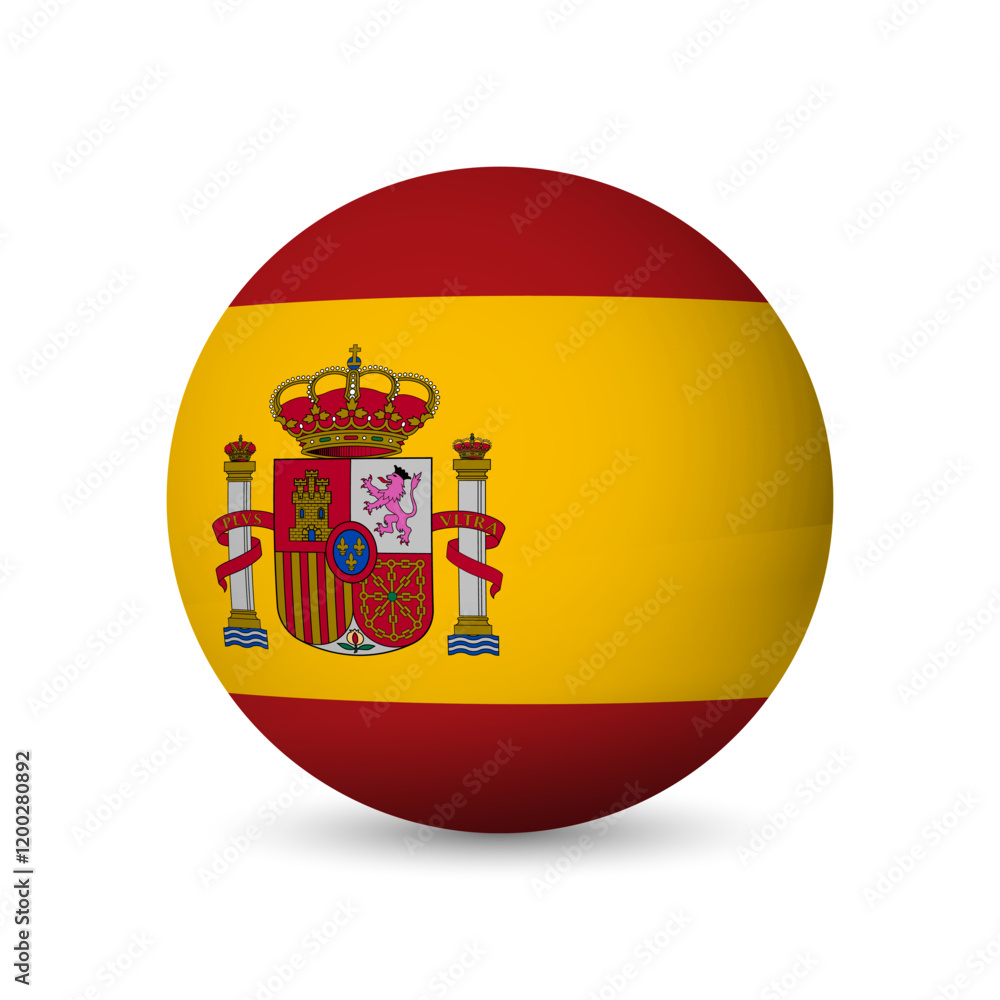 Obraz premium Spain flag - 3D sphere in colours of flag representing a country cultural identity and heritage. The essence of national pride and unity. Vector object on white background.