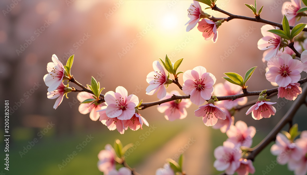 Obraz premium Close-Up of Spring Blossom Branch in Morning Light
