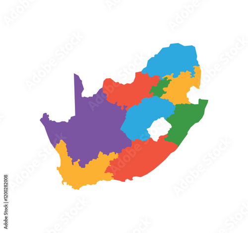Multicolor South Africa map political regions simple flat vector