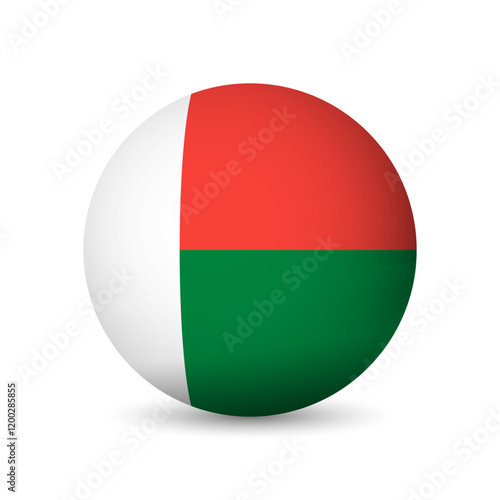 Madagascar flag - 3D sphere in colours of flag representing a country cultural identity and heritage. The essence of national pride and unity. Vector object on white background. Free Download Madagascar flag - 3D sphere in colours of flag representing a country cultural identity and heritage. The essence of national pride and unity. Vector object on white background. - GFXLoad