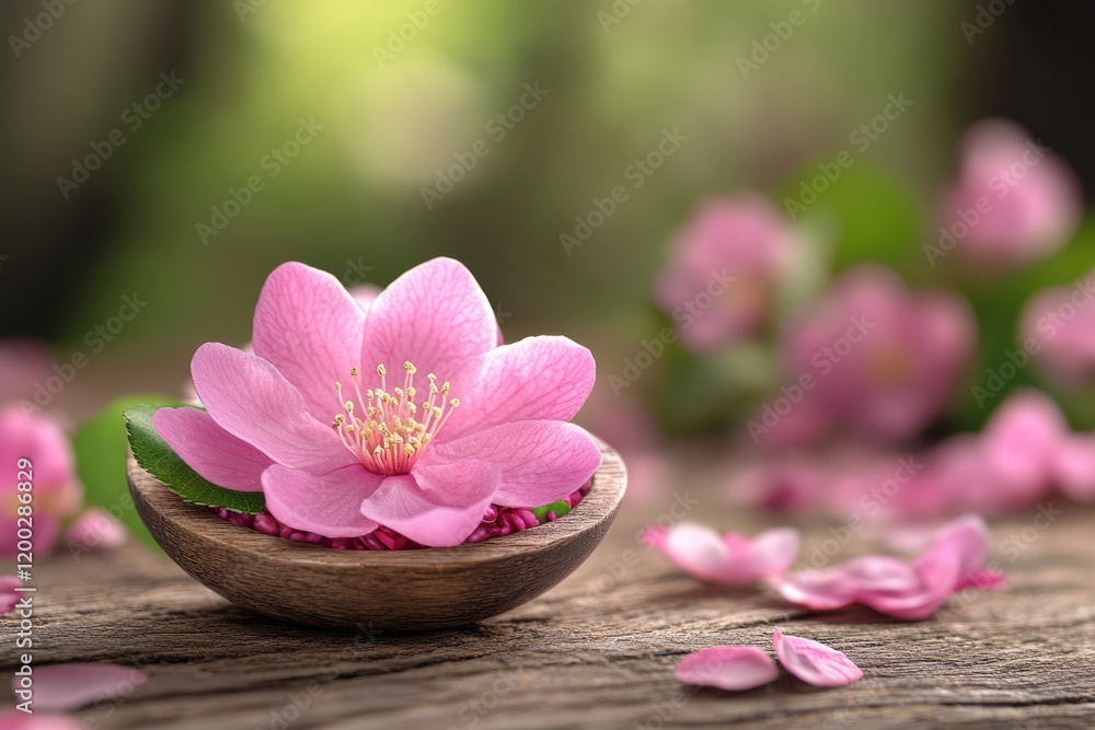A charming bowl cradles a delicate flower, radiating love and warmth, perfect for celebrating Valentine's Day on a cozy table setting. A charming bowl cradles a delicate flower, radiating love and warmth, perfect for celebrating Valentine's Day on a cozy table setting.