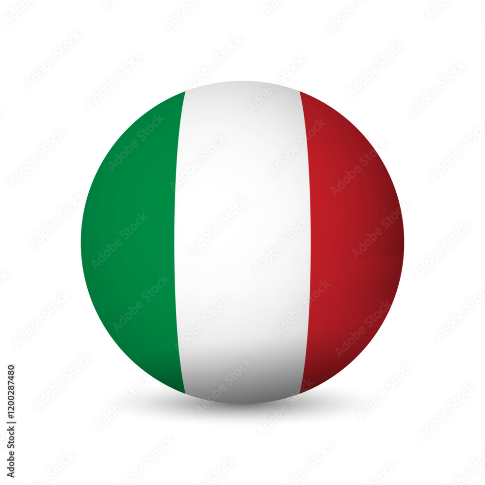 Italy flag - 3D sphere in colours of flag representing a country cultural identity and heritage. The essence of national pride and unity. Vector object on white background. Italy flag - 3D sphere in colours of flag representing a country cultural identity and heritage. The essence of national pride and unity. Vector object on white background.