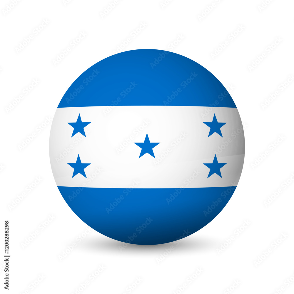 Honduras flag - 3D sphere in colours of flag representing a country cultural identity and heritage. The essence of national pride and unity. Vector object on white background. Honduras flag - 3D sphere in colours of flag representing a country cultural identity and heritage. The essence of national pride and unity. Vector object on white background.