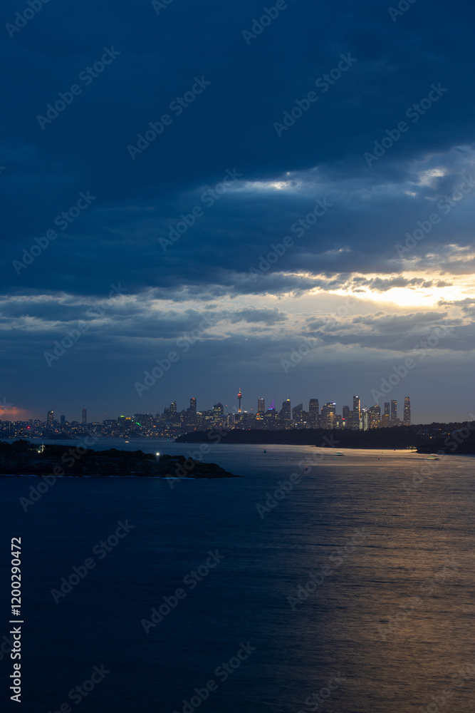 Sydney skyline view at dusk. Sydney skyline view at dusk.