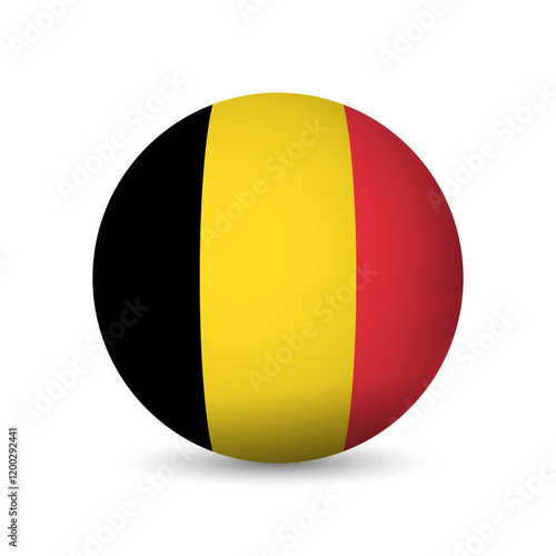 Belgium flag - 3D sphere in colours of flag representing a country cultural identity and heritage. The essence of national pride and unity. Vector object on white background.